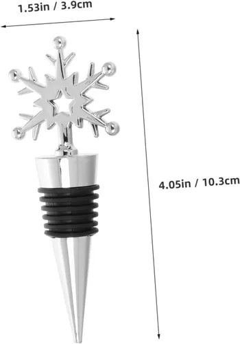 Miniatura 2 de NOLITOY Decoración de corona, 4 tapones para botellas de vino, corcho, copo de nieve, copos de nieve, tapones para botellas de vino, tapones