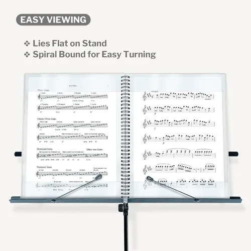 Miniatura 2 de CRANBURY Carpeta de partituras de 9 x 12 pulgadas, soporte de música de doble uso (negro), almacena páginas dentro de 24 fundas protectoras o anota