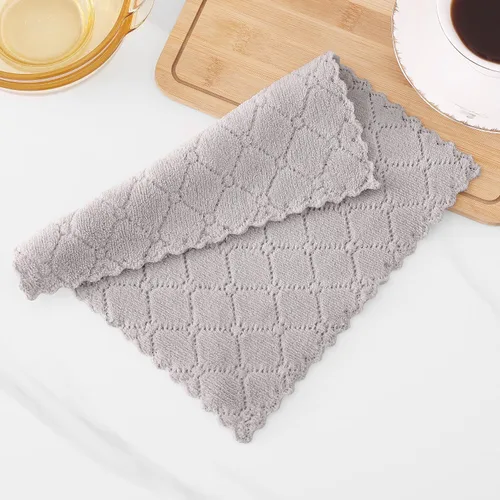 Miniatura 7 de Homaxy Paquete de 12 paños de cocina (10 x 10 pulgadas, gris), paños de cocina de terciopelo coral súper suaves y absorbentes, paños de limpieza