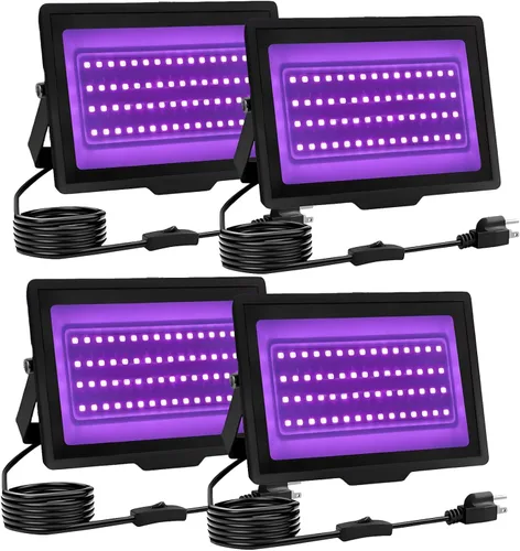 Miniatura 10 de Paquete de 2 Luces Negras LED de 40W IP66 Impermeables, Luz Negra con Enchufe e Interruptor, Reflector para Fiesta Fluorescente, Decoración