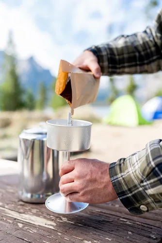 Miniatura 5 de Cafetera percoladora de aluminio Stansport con asa de alambre