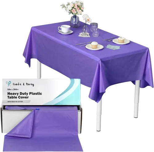 Miniatura 59 de Rollo de plástico para cubierta de mesa color verde manzana, 40 pulgadas x 100 pies, rollo de plástico resistente para cubierta de mesa de banquetes
