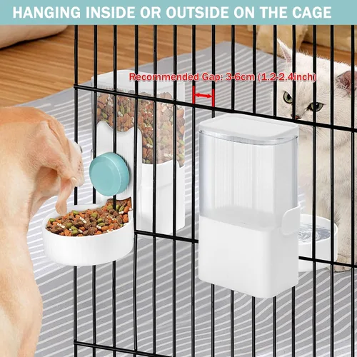 Miniatura 2 de ShineMe - Comedero automático para gatos y dispensador de agua, 35 onzas, comedero automático por gravedad para colgar alimentos y agua
