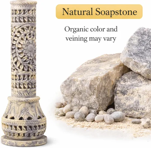 Miniatura 2 de Carry Me Soporte para varillas de incienso de esteatita de mármol, quemador de velas, soporte para velas de té, torre de botella perfecta hecha a