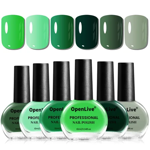 Miniatura 10 de OpenLive Juego de 12 esmaltes de uñas con combinación de 10 colores, 2 capas base y superior, esmalte de uñas de secado rápido de larga duración