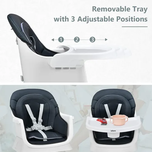 Miniatura 5 de INFANS Silla Alta 8 en 1 para Bebé, Silla Alta Convertible para Bebés y Niños Pequeños, Asiento Elevador de Comedor para Bebés, Mesa de Bloques