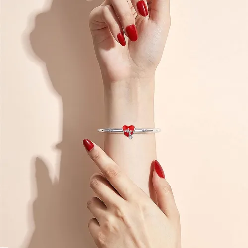 Miniatura 4 de KunBead Encantos de cuentas de corazón esmaltados rojos compatibles con pulseras Pandora, Cobre, vidrio