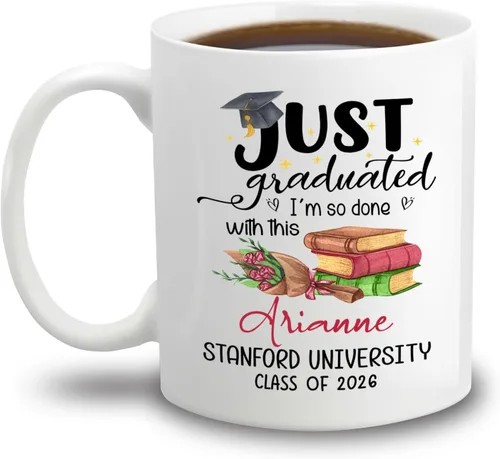 Miniatura 21 de Taza de café blanca personalizada para graduación, con texto en inglés "Behind You All Your Memories Before You All Your Dreams", taza de café de 11