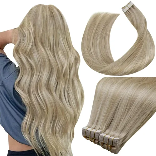 Miniatura 55 de LaaVoo - Extensiones de cabello humano Remy adhesivas con cinta invisible, cabello negro natural, extensiones de cabello para mujeres de color, 20