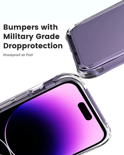 Miniatura 3 de Mkeke Funda transparente para iPhone 14 Pro, protección de grado militar, no amarillea, a prueba de golpes, de acrílico, para Apple iPhone 14 Pro
