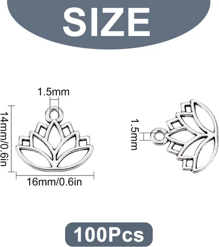 Miniatura 2 de SUNNYCLUE 100 dijes de loto y chakras de aleación para hacer joyas, aretes, collares, accesorios de pulsera para mujeres adultas, manualidades