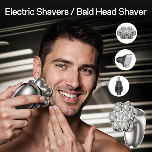 Miniatura 4 de Afeitadoras de cabeza para hombres calvos, maquinilla de afeitar eléctrica para hombres, afeitadoras eléctricas magnéticas 7D para hombres, IPX7