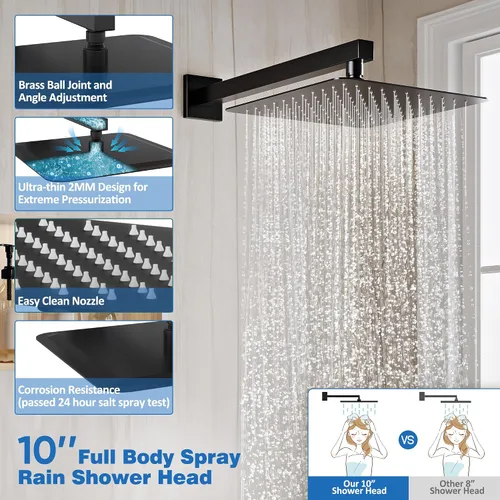 Miniatura 3 de Sistema de ducha con caño de bañera, juego de grifo de ducha de bañera completamente de metal con cabezales de ducha de lluvia de 10 pulgadas