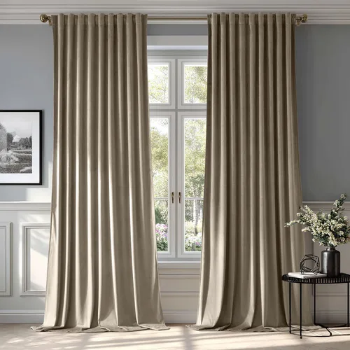 Miniatura 30 de MIULEE Cortinas de terciopelo de 84 pulgadas de largo, juego de 2 paneles para dormitorio, con pestaña trasera plisada, de lujo, aislamiento