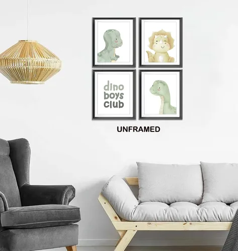 Miniatura 4 de Dino - Póster de acuarela para niños, niños, habitación de niños, habitación de juegos, decoración de habitación de juegos, decoración