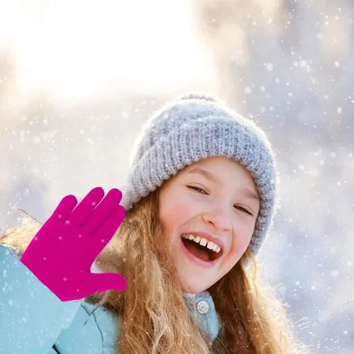 Miniatura 38 de Hicdaw 6 pares de guantes de invierno para niños, guantes de punto elásticos y cálidos para niños o niñas