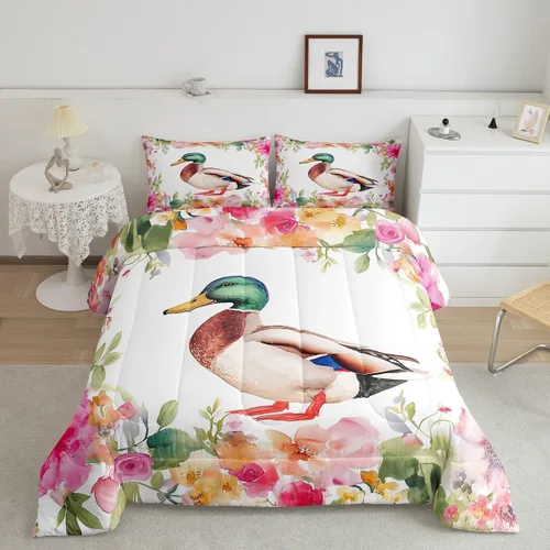 Miniatura 28 de Erosebridal Lindo juego de edredón con diseño de gatos, ropa de cama con temática de animales, edredón y juegos de ropa de cama de flores coloridas
