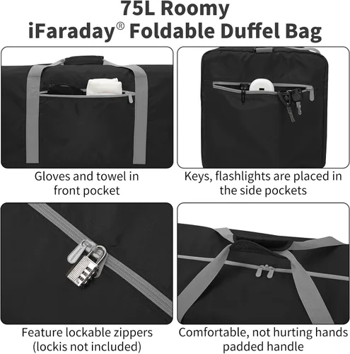 Miniatura 2 de Bolsa de viaje plegable y ligera bolsa de lona, Negro -, Bolsa de viaje plegable
