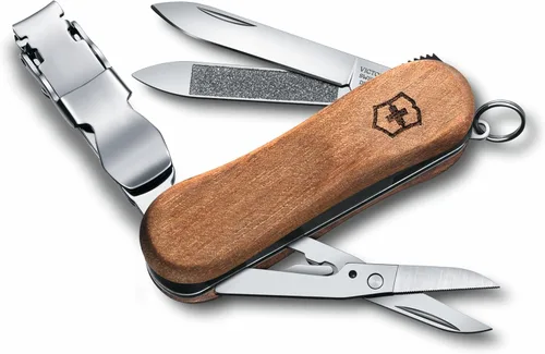 Victorinox Nail Clip 580 Wood Swiss Army – Cuchillo de bolsillo pequeño con cortaúñas