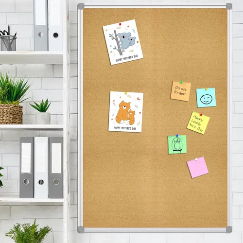 Miniatura 5 de Lockways Tablero de anuncios de corcho, tablero de corcho de doble cara, 36 x 24 pulgadas, tablero de anuncios de presentación de mensajes enmarcado