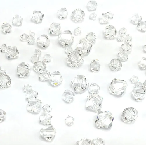 72 cuentas de cristal austriaco Austria 5328 Xilion Bicone de tamaños mezclados en 0.118 in, 0.157 in, 0.197 in, 0.236 in, cristal transparente