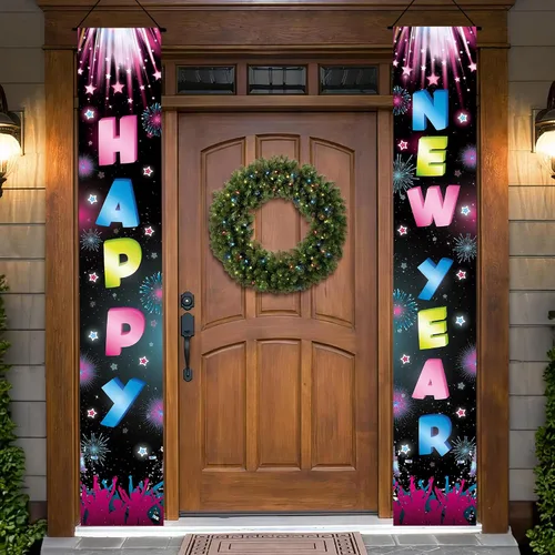 Miniatura 9 de KatchOn, Cartel de puerta de feliz año nuevo, 72 x 12 pulgadas, pancarta de feliz año nuevo para decoraciones de Año Nuevo 2026 Decoraciones NYE