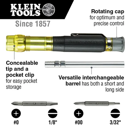 Miniatura 2 de Klein Tools 80037 - Juego de herramientas de destornillador, destornillador de precisión de bolsillo de múltiples puntas y longitud ajustable, 2