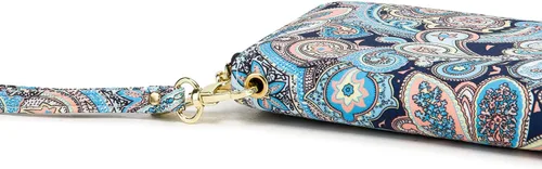 Miniatura 175 de Cartera de mano para mujer, estilo bohemio, con RFID, elegante, espaciosa con correa para viajes, capacidad para tarjetas, teléfono, dinero