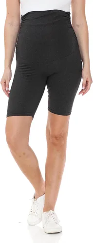 Miniatura 2 de Leggings Depot Pantalones cortos de maternidad con cintura lateral fruncida para mujer, pantalones cortos sobre el vientre