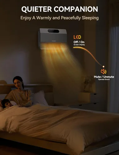 Miniatura 5 de GiveBest - Calentador de pared inteligente, calentador de espacio de 1500W de calentamiento rápido para dormitorio, calentador de espacio eléctrico