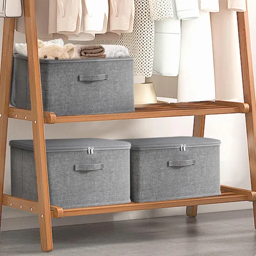 Miniatura 2 de Contenedores de almacenamiento plegables para organización del hogar, cajas organizadoras plegables de tela impermeable [3 unidades], 15.75 x 11.81