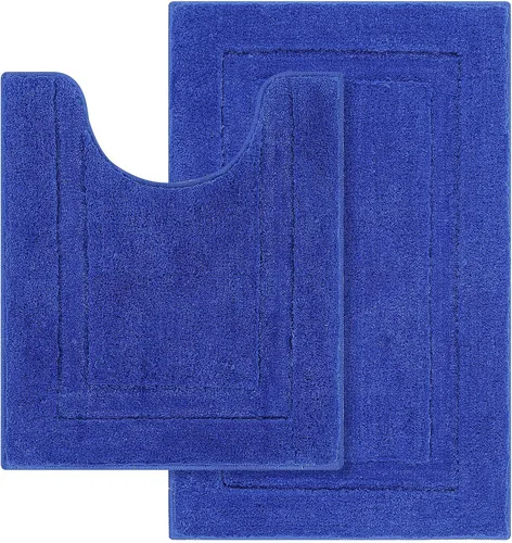 Miniatura 29 de SHACOS Juego de alfombras pequeñas de baño de 2 piezas con tapetes de baño en forma de U, tapetes de inodoro de 16x24 + 20x24 pulgadas, tapetes