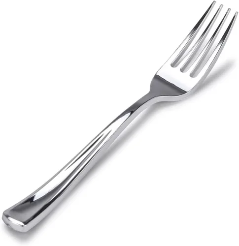 Tenedores de plástico plateado (paquete de 75) – Cubiertos plateados brillantes – Pesados y duraderos para fiestas – Stock Your Home