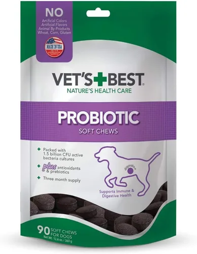 Miniatura 8 de Vet's Best Suplementos probióticos masticables suaves para perros Apoya la salud digestiva del perro Promueve un intestino saludable