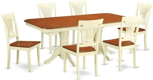 Miniatura 18 de East West Furniture NAPL9-WHI-W Juego de mesa de comedor de 9 piezas incluye una mesa de comedor rectangular con hoja de mariposa y 8 sillas