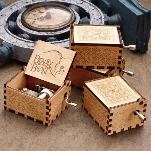 Miniatura 5 de Caja de música La Bella y La Bestia, regalo de madera para San Valentín, Navidad, cumpleaños, aniversario para esposa, novia, marido, novio, niña