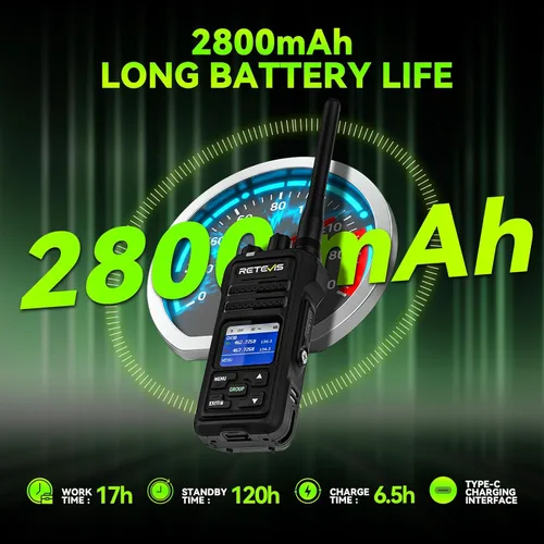 Miniatura 6 de Retevis NR30S Radio de 2 vías de largo alcance, IP67 radios bidireccionales impermeables con micrófono, cancelación de ruido, 2800 mAh, llamada