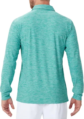 Miniatura 15 de NAVISKIN Camisas polo de manga larga para hombre, camisas de golf con cuello UPF 50 SPF para hombre, secado rápido, absorbe la humedad