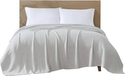 Miniatura 10 de Beatrice Home Fashions Manta Certificada GOTS de Algodón Orgánico 100 % de Peso Medio, Manta Suave y Acogedora para Cama, Sofá, Sofá Cama, Silla