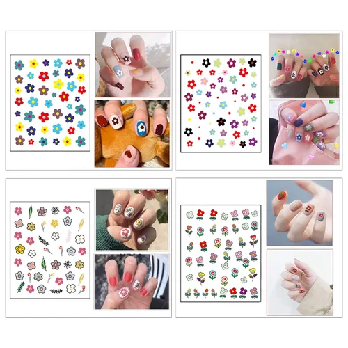 Miniatura 2 de 16 hojas de calcomanías de uñas para niños, lindas calcomanías autoadhesivas para niñas y mujeres, diseños 3D, accesorios de manicura