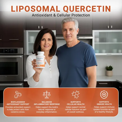 Miniatura 3 de Suplementos de quercetina liposomal de 250 mg por porción, apoya la defensa antioxidante, la salud celular y el sistema inmunológico, perfecto