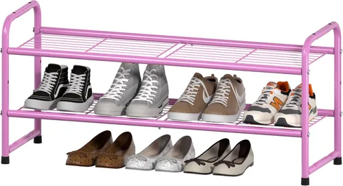 Miniatura 9 de SUFAUY - Estante para zapatos apilable de 2 niveles, zapatero para entrada, con gran capacidad, organizador de calzado para dormitorio, rejilla