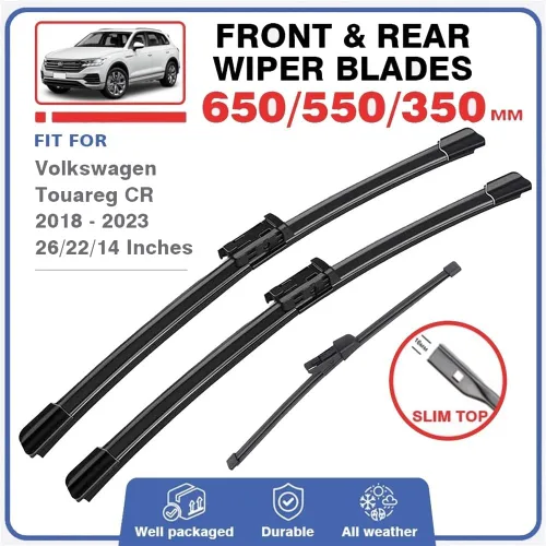 Miniatura 2 de Escobillas de limpiaparabrisas compatibles con VW Touareg CR 2018 2019 2020 2021 2022 2023 CR7 Accesorios para parabrisas delantero y trasero
