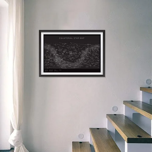 Miniatura 2 de Higly - Póster detallado de mapa de estrellas ecuatoriales – Constelaciones con nombres de estrellas – Impresión artística de pared para la escuela