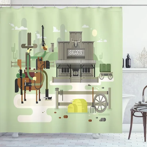 Miniatura 96 de set de cortina para baño decorativa de tela de poliéster con ganchos