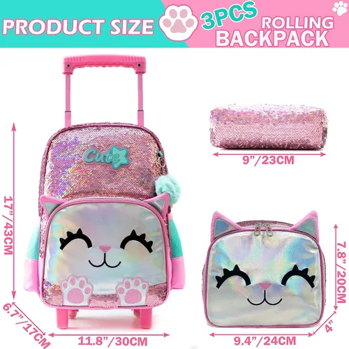 Miniatura 2 de Meetbelify Mochila con ruedas para niñas con ruedas para niñas para escuela primaria