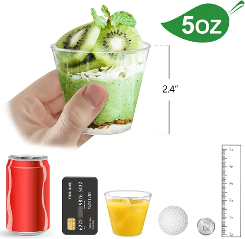 Miniatura 2 de Eupako Vasos de plástico transparente de 5 onzas, paquete de 100 vasos pequeños de plástico transparente, ideales para postres, aperitivos, pudines