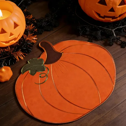 Miniatura 5 de LeLehome Juego de 4 manteles individuales de cosecha de otoño, 14 pulgadas, Día de Acción de Gracias, Halloween, otoño, calabaza, bordados, manteles
