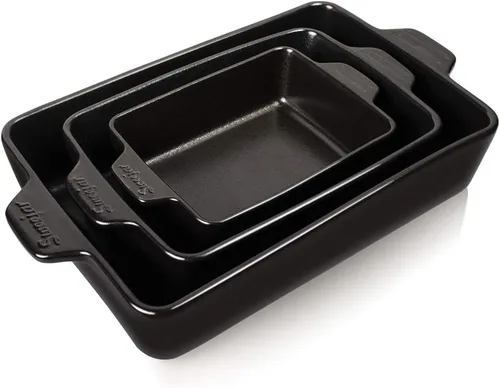 Miniatura 12 de Sweejar - Juego de utensilios de cerámica para hornear, moldes rectangulares para lasaña para cocinar, cocina, cena de pasteles, banquetes y uso Jade