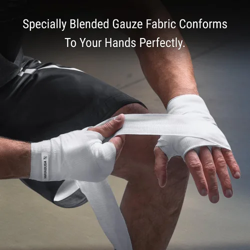 Miniatura 3 de Hayabusa - Vendas de mano de boxeo de gasa para hombres y mujeres, pulgar inicial con cierre de gancho y bucle, color blanco, 180 pulgadas